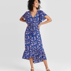 Knox Rose Women’s Dress Floral Boho Prairie High Low V-neck Cottagecore